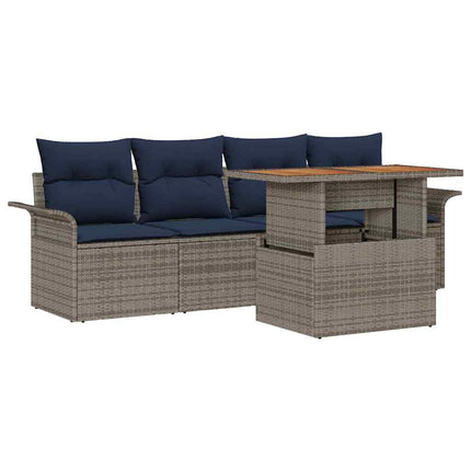 Trädgårdsoffset med lagring 5 pcs Grå Poly rattan