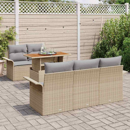 Trädgårdsoffset med lagring 6 pcs Beige Poly rattan