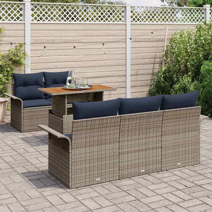 Trädgårdsoffset med lagring 6 pcs Grå Poly rattan