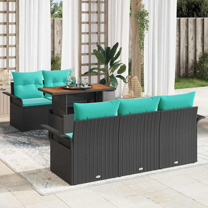 Trädgårdsoffset med lagring 6 pcs Svart Poly rattan