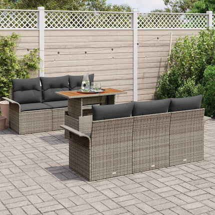 Trädgårdsoffset med lagring 7 pcs Grå Poly rattan