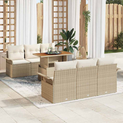 Trädgårdsoffset med lagring 7 pcs Beige Poly rattan