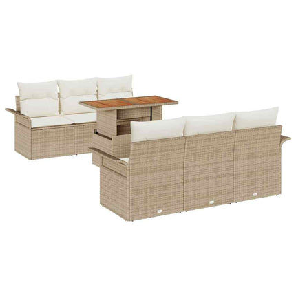 Trädgårdsoffset med lagring 7 pcs Beige Poly rattan