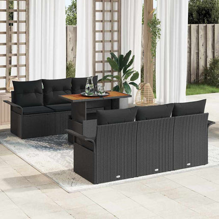 Trädgårdsoffset 7 st Svart Poly rattan