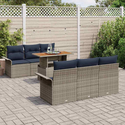 Trädgårdsoffset med lagring 7 pcs Grå Poly rattan
