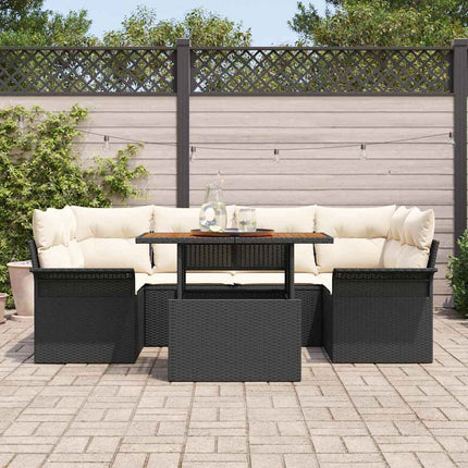 Trädgårdsoffset med lagring 7 pcs Svart Poly rattan