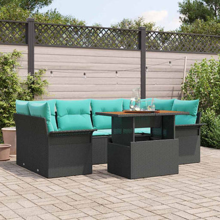Trädgårdsoffset 7 st Svart Poly rattan
