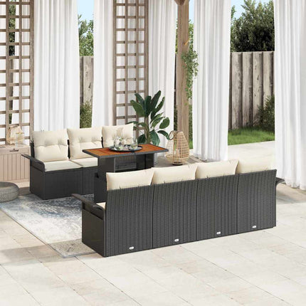 Trädgårdsoffset 8 st Svart Poly rattan