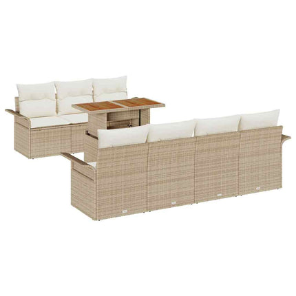 Trädgårdsoffset med lagring 8 pcs Beige Poly rattan