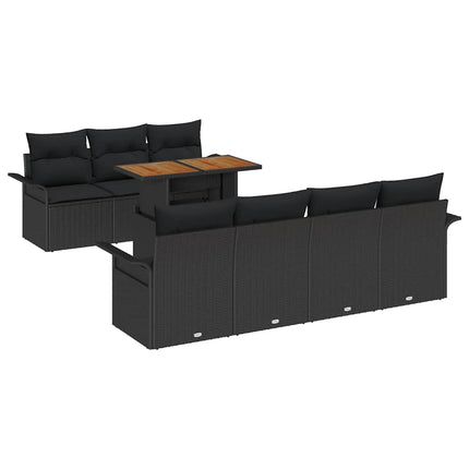 Trädgårdsoffset med lagring 8 pcs Svart Poly rattan