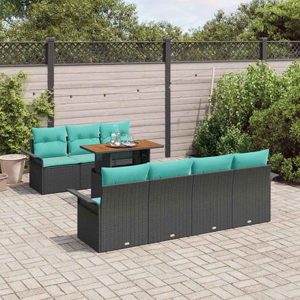 Trädgårdsoffset med lagring 8 pcs Svart Poly rattan
