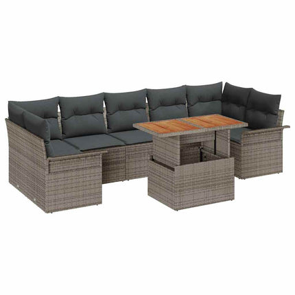 Trädgårdsoffset med lagring 8 pcs Grå Poly rattan