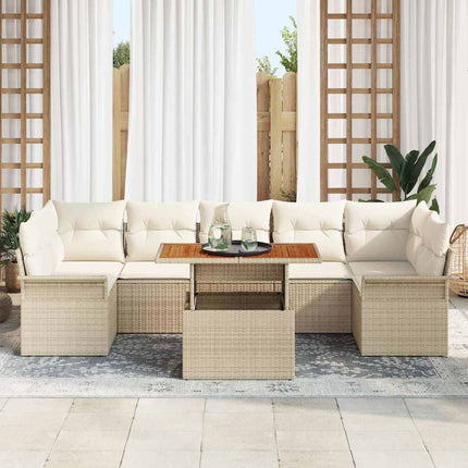 Trädgårdsoffset 8 st Beige Poly rattan