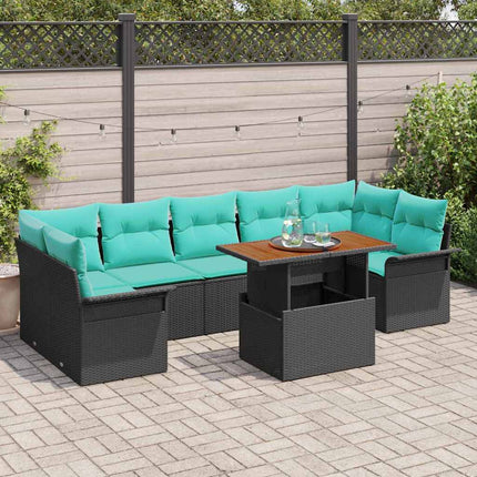 Trädgårdsoffset 8 st Svart Poly rattan