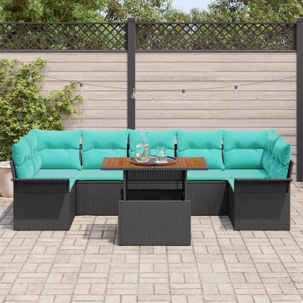 Trädgårdsoffset med lagring 8 pcs Svart Poly rattan