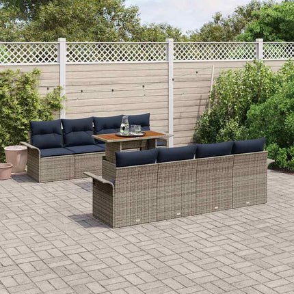 Trädgårdsoffset med lagring 9 pcs Grå Poly rattan