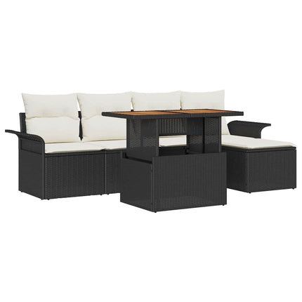 Trädgårdsoffset 6 st Svart Poly rattan