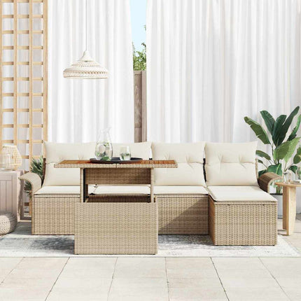Trädgårdsoffset med lagring 6 pcs Beige Poly rattan