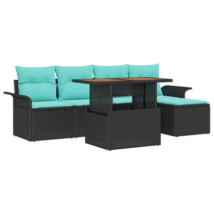 Trädgårdsoffset med lagring 6 pcs Svart Poly rattan