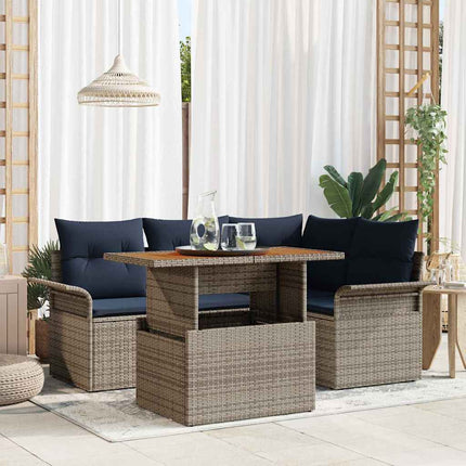 Trädgårdsoffset med lagring 5 pcs Grå Poly rattan