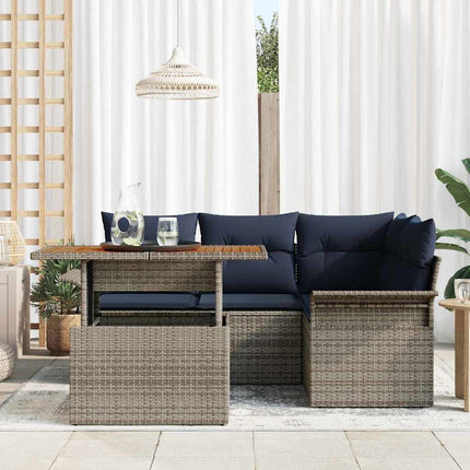 Trädgårdsoffset med lagring 5 pcs Grå Poly rattan