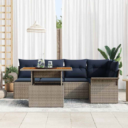 Trädgårdsoffset 6 st Grå Poly rattan