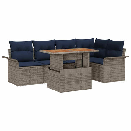 Trädgårdsoffset med lagring 6 pcs Grå Poly rattan