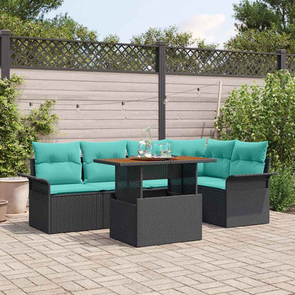 Trädgårdsoffset med lagring 6 pcs Svart Poly rattan