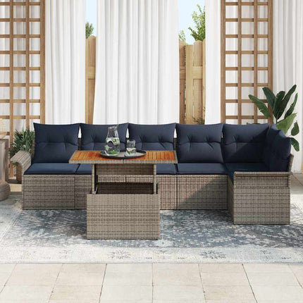 Trädgårdsoffset med lagring 7 pcs Grå Poly rattan
