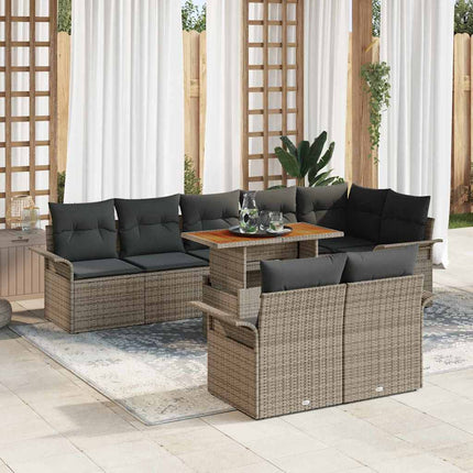 Trädgårdsoffset med lagring 9 pcs Grå Poly rattan