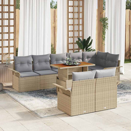 Trädgårdsoffset med lagring 9 pcs Beige Poly rattan