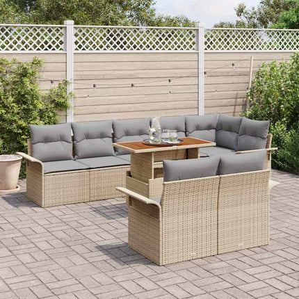 Trädgårdsoffset med lagring 9 pcs Beige Poly rattan