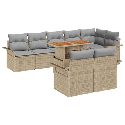 Trädgårdsoffset med lagring 9 pcs Beige Poly rattan