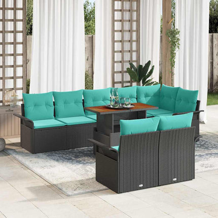 Trädgårdsoffset med lagring 9 pcs Svart Poly rattan