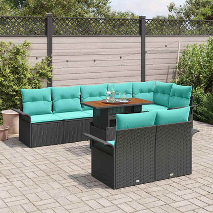 Trädgårdsoffset med lagring 9 pcs Svart Poly rattan