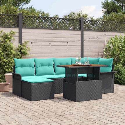Trädgårdsoffset 7 st Svart Poly rattan