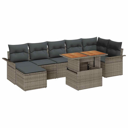Trädgårdsoffset med lagring 8 pcs Grå Poly rattan