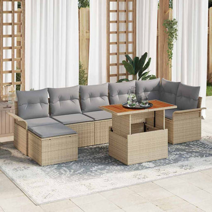 Trädgårdsoffset med lagring 8 pcs Beige Poly rattan