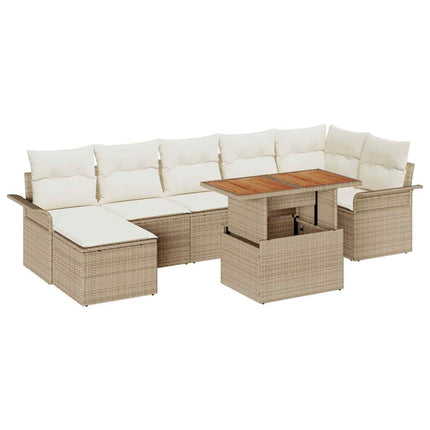 Trädgårdsoffset med lagring 8 pcs Beige Poly rattan