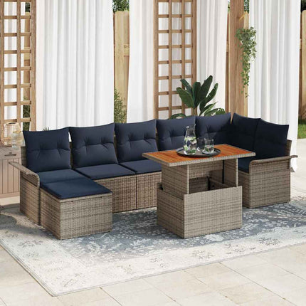 Trädgårdsoffset med lagring 8 pcs Grå Poly rattan
