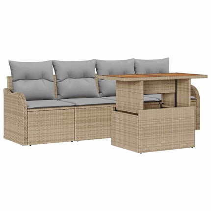 Trädgårdsoffset med lagring 5 pcs Beige konstrotting