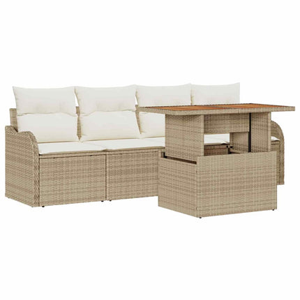 Trädgårdsoffset med lagring 5 pcs Beige konstrotting