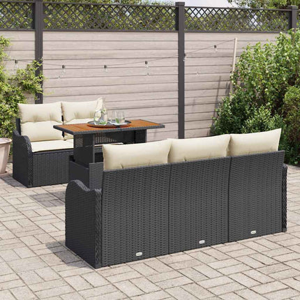 Trädgårdsoffset 6 st Svart Poly rattan