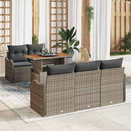 Trädgårdsoffset med lagring 6 pcs Grå Poly rattan