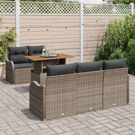 Trädgårdsoffset 6 st Grå Poly rattan