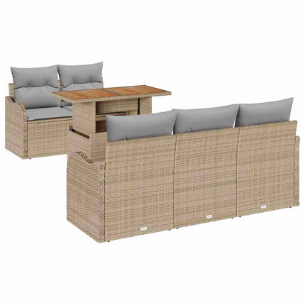 Trädgårdsoffset 6 st Beige Poly rattan