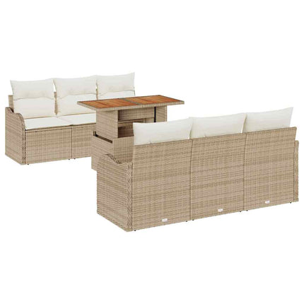 Trädgårdsoffset med lagring 7 pcs Beige Poly rattan