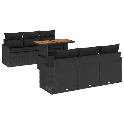 Trädgårdsoffset med lagring 7 pcs Svart Poly rattan