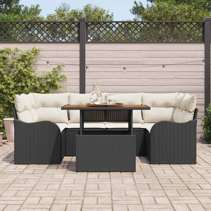 Trädgårdsoffset med lagring 7 pcs Svart Poly rattan