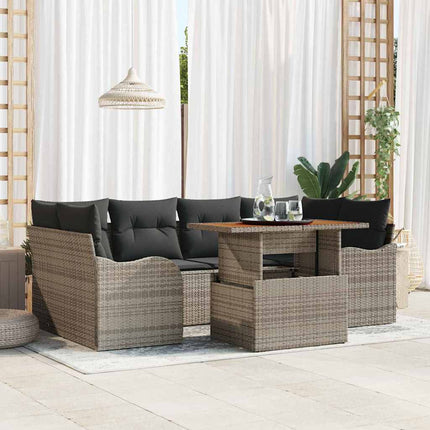 Trädgårdsoffset med lagring 7 pcs Grå Poly rattan